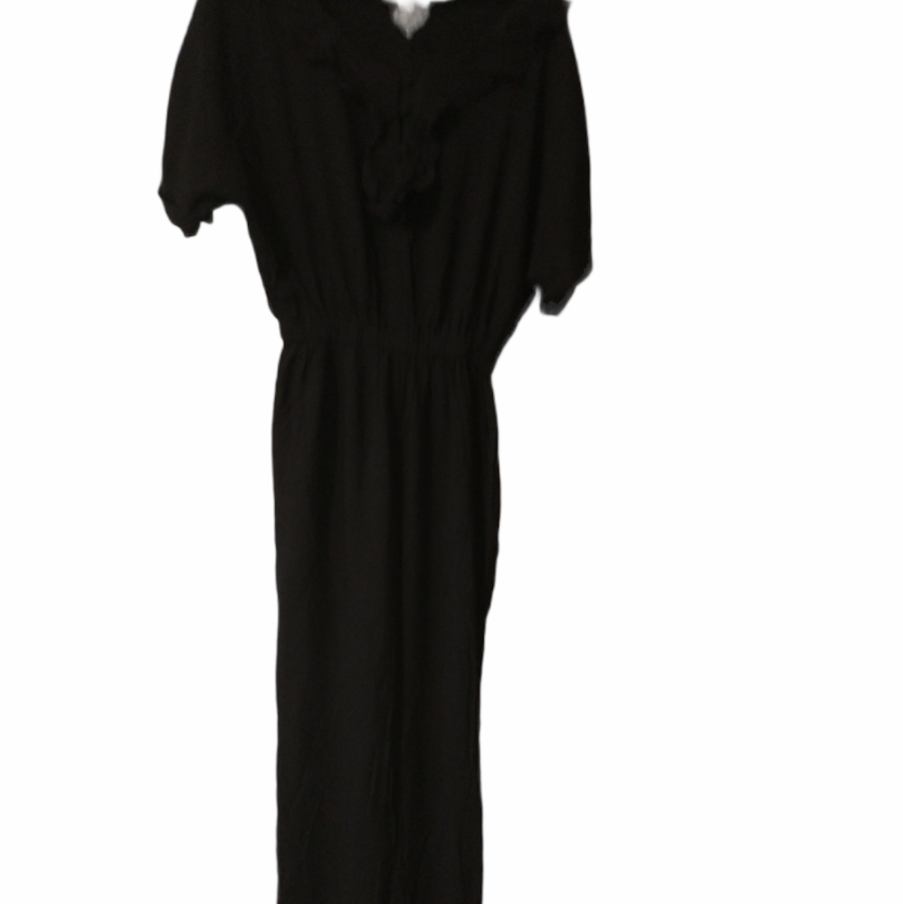 Lucy Paris Belted Ruffle Front Black Jumpsuit Medium